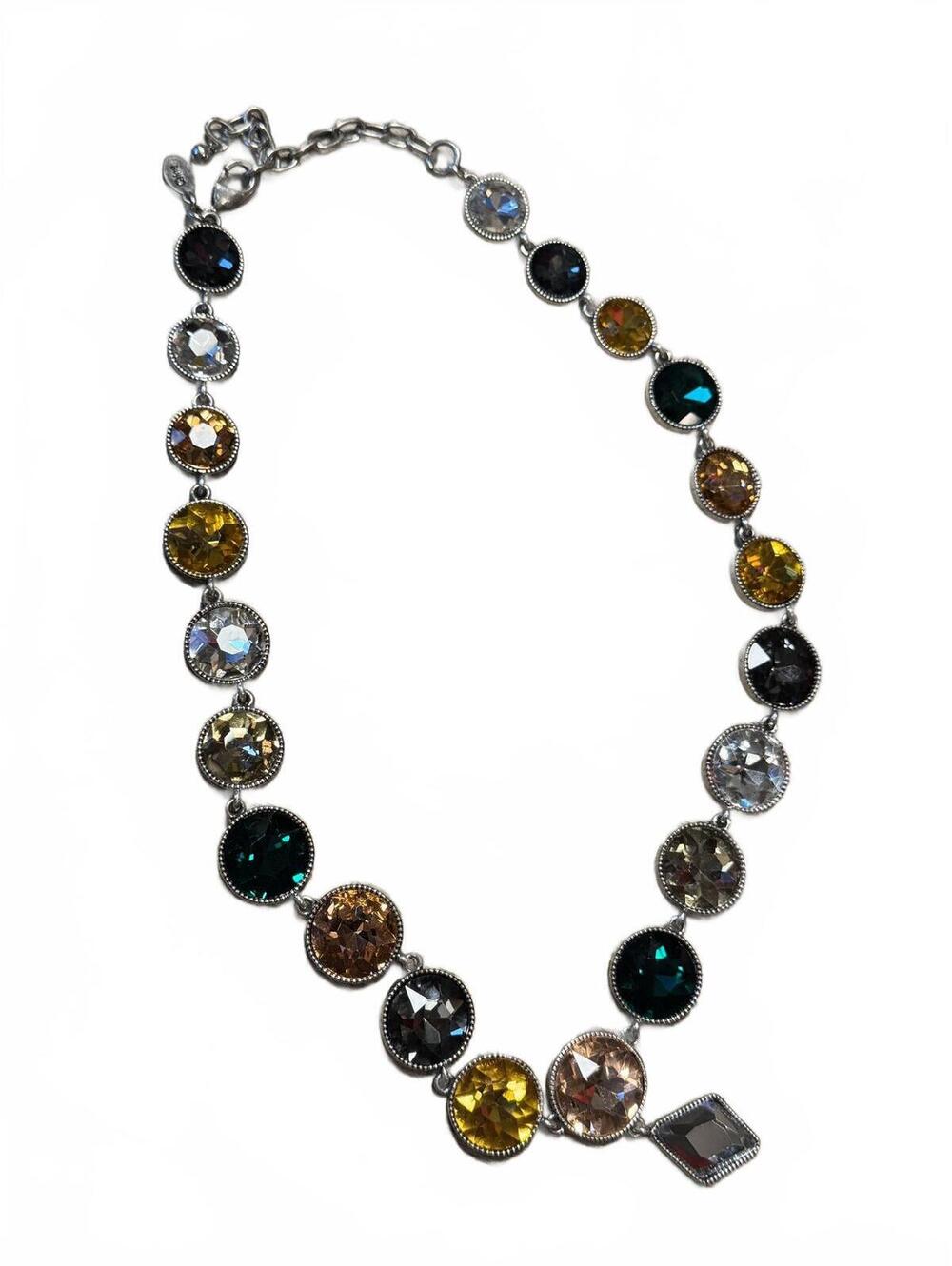 Logo Multi-Color Crystal Statement Necklace - Picture 2 of 3